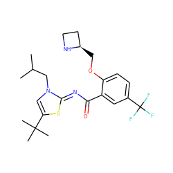 CC(C)Cn1cc(C(C)(C)C)s/c1=N\C(=O)c1cc(C(F)(F)F)ccc1OC[C@@H]1CCN1 ZINC000142424145