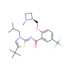 CC(C)Cn1cc(C(C)(C)C)s/c1=N\C(=O)c1cc(C(F)(F)F)ccc1OC[C@@H]1CCN1C ZINC000143309133