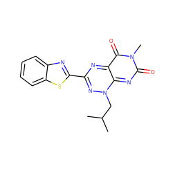 CC(C)Cn1nc(-c2nc3ccccc3s2)nc2c(=O)n(C)c(=O)nc1-2 ZINC000043010691