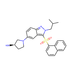 CC(C)Cn1nc2ccc(N3CC[C@@H](N)C3)cc2c1S(=O)(=O)c1cccc2ccccc12 ZINC000045338295