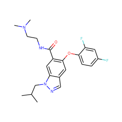 CC(C)Cn1ncc2cc(Oc3ccc(F)cc3F)c(C(=O)NCCN(C)C)cc21 ZINC000049109970