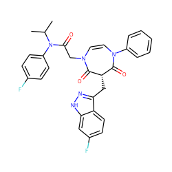 CC(C)N(C(=O)CN1C=CN(c2ccccc2)C(=O)[C@H](Cc2n[nH]c3cc(F)ccc23)C1=O)c1ccc(F)cc1 ZINC000049766477