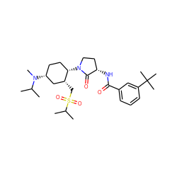 CC(C)N(C)[C@@H]1CC[C@H](N2CC[C@H](NC(=O)c3cccc(C(C)(C)C)c3)C2=O)[C@H](CS(=O)(=O)C(C)C)C1 ZINC000141064420
