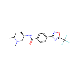 CC(C)N(C)C[C@@H](C)NC(=O)c1ccc(-c2noc(C(F)(F)F)n2)cc1 ZINC000142920211