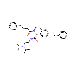 CC(C)N(CCNC(=O)[C@H]1c2ccc(OCc3ccccc3)cc2CCN1C(=O)CCCc1ccccc1)C(C)C ZINC000028332000