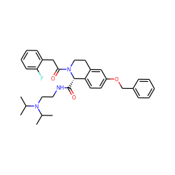 CC(C)N(CCNC(=O)[C@H]1c2ccc(OCc3ccccc3)cc2CCN1C(=O)Cc1ccccc1F)C(C)C ZINC000028331879