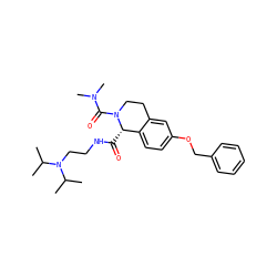 CC(C)N(CCNC(=O)[C@H]1c2ccc(OCc3ccccc3)cc2CCN1C(=O)N(C)C)C(C)C ZINC000028132507