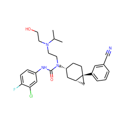 CC(C)N(CCO)CCN(C(=O)Nc1ccc(F)c(Cl)c1)[C@@H]1CC[C@]2(c3cccc(C#N)c3)C[C@@H]2C1 ZINC000028649985