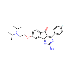 CC(C)N(CCOc1ccc2c(c1)-c1nc(N)nc(-c3ccc(F)cc3)c1C2=O)C(C)C ZINC000049048390