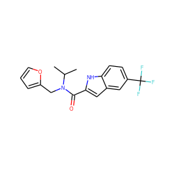 CC(C)N(Cc1ccco1)C(=O)c1cc2cc(C(F)(F)F)ccc2[nH]1 ZINC000299833523