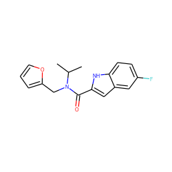 CC(C)N(Cc1ccco1)C(=O)c1cc2cc(F)ccc2[nH]1 ZINC000299829086