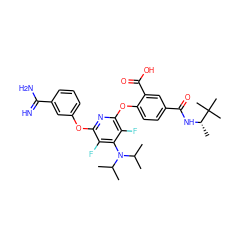 CC(C)N(c1c(F)c(Oc2cccc(C(=N)N)c2)nc(Oc2ccc(C(=O)N[C@@H](C)C(C)(C)C)cc2C(=O)O)c1F)C(C)C ZINC000028570700