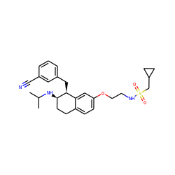 CC(C)N[C@@H]1CCc2ccc(OCCNS(=O)(=O)CC3CC3)cc2[C@@H]1Cc1cccc(C#N)c1 ZINC000199681255