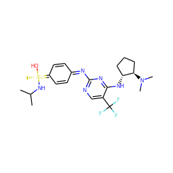 CC(C)N[S@@+](C)(O)=C1C=CC(=Nc2ncc(C(F)(F)F)c(N[C@@H]3CCC[C@H]3N(C)C)n2)C=C1 ZINC000514290509