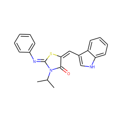 CC(C)N1C(=O)/C(=C\c2c[nH]c3ccccc23)S/C1=N\c1ccccc1 ZINC000013125958