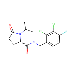 CC(C)N1C(=O)CC[C@H]1C(=O)NCc1ccc(F)c(Cl)c1Cl ZINC000095565337