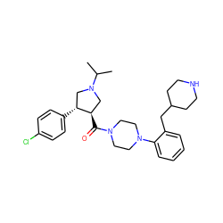 CC(C)N1C[C@@H](C(=O)N2CCN(c3ccccc3CC3CCNCC3)CC2)[C@H](c2ccc(Cl)cc2)C1 ZINC000028959785