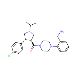 CC(C)N1C[C@@H](C(=O)N2CCN(c3ccccc3CN)CC2)[C@H](c2ccc(Cl)cc2)C1 ZINC000028959630