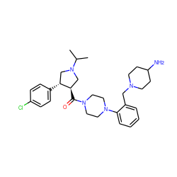 CC(C)N1C[C@@H](C(=O)N2CCN(c3ccccc3CN3CCC(N)CC3)CC2)[C@H](c2ccc(Cl)cc2)C1 ZINC000028959733