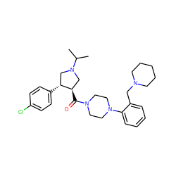 CC(C)N1C[C@@H](C(=O)N2CCN(c3ccccc3CN3CCCCC3)CC2)[C@H](c2ccc(Cl)cc2)C1 ZINC000028959720