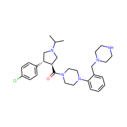 CC(C)N1C[C@@H](C(=O)N2CCN(c3ccccc3CN3CCNCC3)CC2)[C@H](c2ccc(Cl)cc2)C1 ZINC000028959725