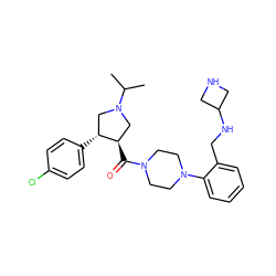 CC(C)N1C[C@@H](C(=O)N2CCN(c3ccccc3CNC3CNC3)CC2)[C@H](c2ccc(Cl)cc2)C1 ZINC000028959759