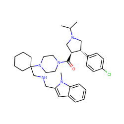 CC(C)N1C[C@H](c2ccc(Cl)cc2)[C@@H](C(=O)N2CCN(C3(CNCc4cc5ccccc5n4C)CCCCC3)CC2)C1 ZINC000028953840