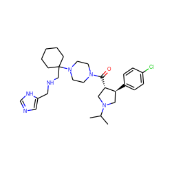 CC(C)N1C[C@H](c2ccc(Cl)cc2)[C@@H](C(=O)N2CCN(C3(CNCc4cnc[nH]4)CCCCC3)CC2)C1 ZINC000028953756