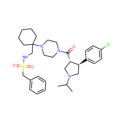 CC(C)N1C[C@H](c2ccc(Cl)cc2)[C@@H](C(=O)N2CCN(C3(CNS(=O)(=O)Cc4ccccc4)CCCCC3)CC2)C1 ZINC000028953554