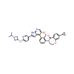 CC(C)N1CC(Oc2ccc(-c3cc4c(-c5cccc(N6CCOc7cc(C8CC8)ccc7C6=O)c5CO)ccnc4[nH]3)cn2)C1 ZINC000148688196