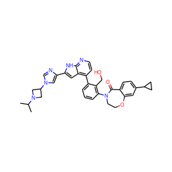 CC(C)N1CC(n2cnc(-c3cc4c(-c5cccc(N6CCOc7cc(C8CC8)ccc7C6=O)c5CO)ccnc4[nH]3)c2)C1 ZINC000224777966