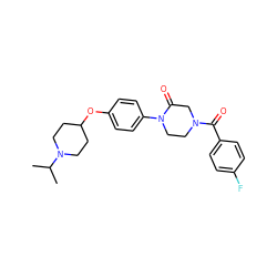 CC(C)N1CCC(Oc2ccc(N3CCN(C(=O)c4ccc(F)cc4)CC3=O)cc2)CC1 ZINC000028870338