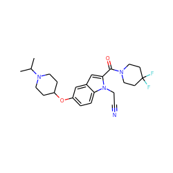 CC(C)N1CCC(Oc2ccc3c(c2)cc(C(=O)N2CCC(F)(F)CC2)n3CC#N)CC1 ZINC000040430119