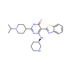 CC(C)N1CCC(c2nc(N[C@@H]3CCCNC3)c(-c3nc4ccccc4s3)c(=O)[nH]2)CC1 ZINC001772624908