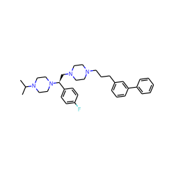 CC(C)N1CCN([C@@H](CN2CCN(CCCc3cccc(-c4ccccc4)c3)CC2)c2ccc(F)cc2)CC1 ZINC000028646315