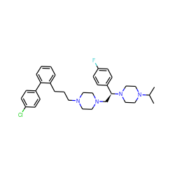 CC(C)N1CCN([C@@H](CN2CCN(CCCc3ccccc3-c3ccc(Cl)cc3)CC2)c2ccc(F)cc2)CC1 ZINC000028646385