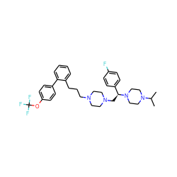 CC(C)N1CCN([C@@H](CN2CCN(CCCc3ccccc3-c3ccc(OC(F)(F)F)cc3)CC2)c2ccc(F)cc2)CC1 ZINC000028646424