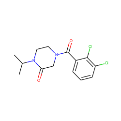 CC(C)N1CCN(C(=O)c2cccc(Cl)c2Cl)CC1=O ZINC000059280322