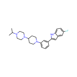 CC(C)N1CCN(C2CCN(c3cccc(-c4cc5cc(F)ccc5[nH]4)c3)CC2)CC1 ZINC000618011655