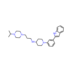 CC(C)N1CCN(CCCNC2CCN(c3cccc(-c4cc5ccccc5[nH]4)c3)CC2)CC1 ZINC000618009810