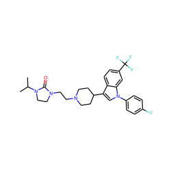 CC(C)N1CCN(CCN2CCC(c3cn(-c4ccc(F)cc4)c4cc(C(F)(F)F)ccc34)CC2)C1=O ZINC000013731162