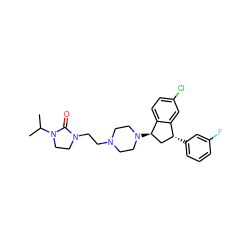 CC(C)N1CCN(CCN2CCN([C@@H]3C[C@@H](c4cccc(F)c4)c4cc(Cl)ccc43)CC2)C1=O ZINC000022940812