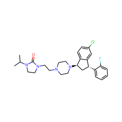 CC(C)N1CCN(CCN2CCN([C@@H]3C[C@@H](c4ccccc4F)c4cc(Cl)ccc43)CC2)C1=O ZINC000022940810