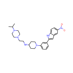 CC(C)N1CCN(CCNC2CCN(c3cccc(-c4cc5cc([N+](=O)[O-])ccc5[nH]4)c3)CC2)CC1 ZINC000618009435