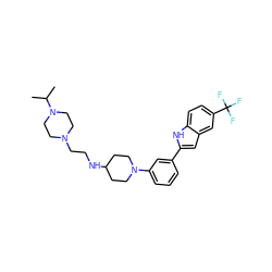 CC(C)N1CCN(CCNC2CCN(c3cccc(-c4cc5cc(C(F)(F)F)ccc5[nH]4)c3)CC2)CC1 ZINC000618009144