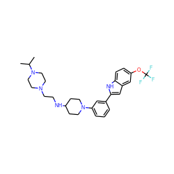 CC(C)N1CCN(CCNC2CCN(c3cccc(-c4cc5cc(OC(F)(F)F)ccc5[nH]4)c3)CC2)CC1 ZINC000618010480