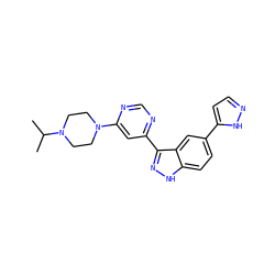 CC(C)N1CCN(c2cc(-c3n[nH]c4ccc(-c5ccn[nH]5)cc34)ncn2)CC1 ZINC000221157964