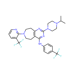 CC(C)N1CCN(c2nc3c(c(Nc4ccc(C(F)(F)F)cc4)n2)CCN(c2ncccc2C(F)(F)F)CC3)CC1 ZINC000066260105