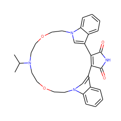 CC(C)N1CCOCCn2cc(c3ccccc32)C2=C(C(=O)NC2=O)c2cn(c3ccccc23)CCOCC1 ZINC000013538503