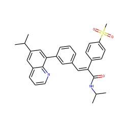 CC(C)NC(=O)/C(=C/c1cccc(-c2cc(C(C)C)cc3cccnc23)c1)c1ccc(S(C)(=O)=O)cc1 ZINC000028529543